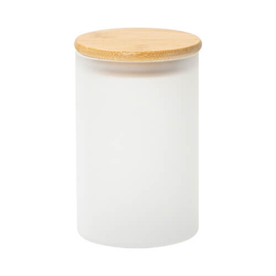 Glass container with bamboo lid for sublimation